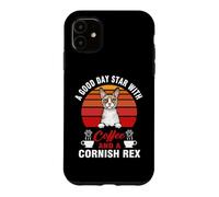 Custodia per iPhone 11 A Good Day Starts With Coffee And A Cornish Rex Cat