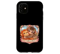 Custodia per iPhone 11 Adorabili scimmie abbracciano l'amore ci rende coraggiosi
