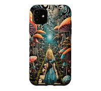 Custodia per iPhone 11 Alice nel Paese delle Meraviglie Trippy Funghi Foresta Sentiero