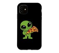 Custodia per iPhone 11 Alieno Carino Con Fetta Di Pizza Fast Food