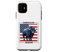 Custodia per iPhone 11 American Bisonte Patriottico USA Bandiera Big Game Hunter Fluffy Mucca