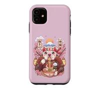 Custodia per iPhone 11 American Bulldog Samurai Giappone Kawaii Grafica Ramen Pasta