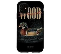 Custodia per iPhone 11 Anatra vintage in legno per osservare gli uccelli, arte della natura e