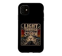 Custodia per iPhone 11 Angelo croce cristiana con luce attraverso tempesta