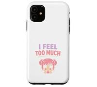Custodia per iPhone 11 Anime Ansia Pensare troppo Weeb Kawaii Overthinker Merch