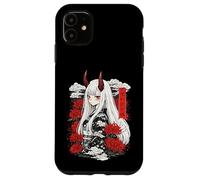 Custodia per iPhone 11 Anime Oni Ragazza Giapponese Kanji Ragno Giglio Fiori Harajuku
