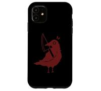 Custodia per iPhone 11 Anni '90 Y2K Sinister Crow con coltello nel becco.