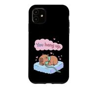 Custodia per iPhone 11 Appendi Capybara Coppia divertente Love Valentine Meme