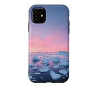 Custodia per iPhone 11 Arctic Iceberg Field Sotto Rosa Polare Alba Paesaggio