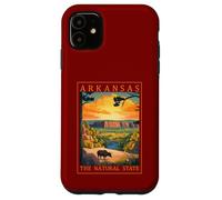 Custodia per iPhone 11 Arkansas GPS Coordinates Travel Poster Opera d'arte Natural State