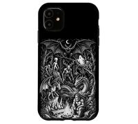 Custodia per iPhone 11 Arte vintage delle leggende della foresta di Cryptids Bigfoot Mothman
