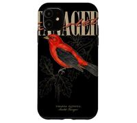 Custodia per iPhone 11 Arte vintage Scarlet Tanager Bird Watching Nature Love Birds