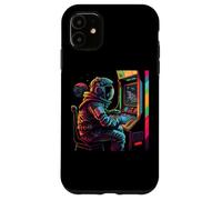 Custodia per iPhone 11 Astronauta di gioco dell'universo dei pianeti arcade retrò