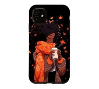 Custodia per iPhone 11 Autunno Afro Donna Afro Americano Autunno Zucca Spice Latte