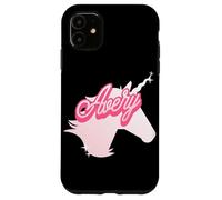 Custodia per iPhone 11 Avery Name Gift - Festa a tema unicorno personalizzata