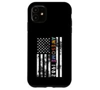 Custodia per iPhone 11 Awesome Since 1982 Birthday Bandiera Americana Vintage Retro