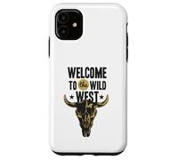 Custodia per iPhone 11 Benvenuti al Wild West Bull Skull Vintage Western Logo