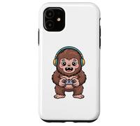 Custodia per iPhone 11 Bigfoot Playing Video Game Sasquatch Video Gamers