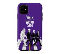 Custodia per iPhone 11 Bigfoot - Scheletro alieno che attraversa la strada Strano Halloween