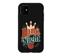 Custodia per iPhone 11 Birilli da bowling retrò Ball Lane Night Fun