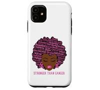 Custodia per iPhone 11 Black Women Queen Stronger Than Breast Cancer Pink Ribbon