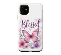 Custodia per iPhone 11 BLESSED - Women's Christian Faith Butterfly Watercolor
