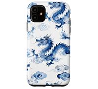 Custodia per iPhone 11 Blu Cinese Drago Cinese Acquarello Arte - Asiatico Fortunato
