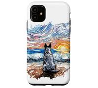 Custodia per iPhone 11 Blue Heeler Starry Night - Opera d'arte per amanti dei cani da bestiame