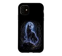 Custodia per iPhone 11 Blue Moon Wolf Mistico Foresta Fantasia Gotica Grafica