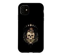 Custodia per iPhone 11 Boho Skull Moon Phases Moth Gothic Witchcore Estetica
