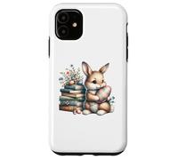 Custodia per iPhone 11 Bookish Easter Bunny Reading Book Every Bunny Loves to Read