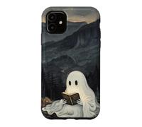 Custodia per iPhone 11 Bookish Ghost Reading Book Reader Mountain Scene