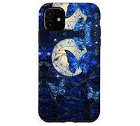 Custodia per iPhone 11 Butterflies Lover Stained Glass Effect Full Moon Stain Glass