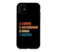 Custodia per iPhone 11 Caffè Fisarmonica Cani Ripetere Vita Semplice Icone Di Base