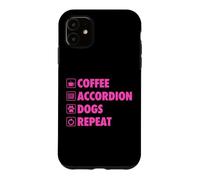 Custodia per iPhone 11 Caffè Fisarmonica Cani Ripetere Vita Semplice Icone Di Base