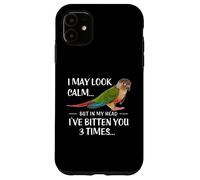 Custodia per iPhone 11 Camicia verde Cheek Conure I May Look Calm Conure