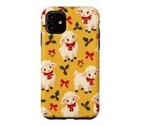 Custodia per iPhone 11 Campana con fiocco di agnello giallo senape rosso per Natale