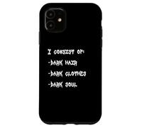 Custodia per iPhone 11 Capelli scuri, Vestiti scuri, Dark Soul goth emo alt eccentrico