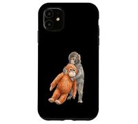 Custodia per iPhone 11 Carino Baby Macaco Scimmia & Orangutan Peluche Acquerello