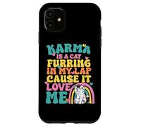 Custodia per iPhone 11 Carino Karma è un gatto furring nel mio giro perché mi ama