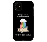 Custodia per iPhone 11 Carino lama arcobaleno essere umano è troppo complicato costume