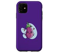 Custodia per iPhone 11 Carino Melanzana Carattere Kawaii Love Hearts