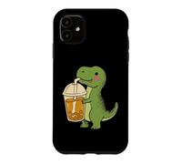 Custodia per iPhone 11 Carino T Rex Boba Cartoon Dinosaur Bubble Tea Snack Amante