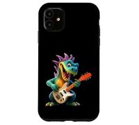 Custodia per iPhone 11 Cartoon Dragon Rock Star Chitarra Elettrica Player Design