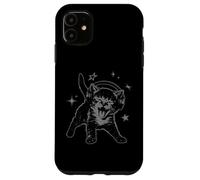 Custodia per iPhone 11 Cat Headphones Stars Silly 90s Grunge Y2K Vintage Graphic