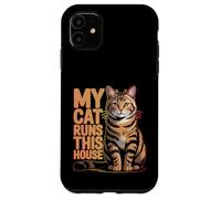 Custodia per iPhone 11 Cat Runs My House Citazione umoristica divertente