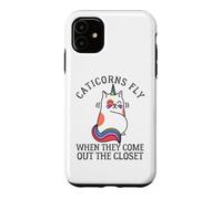 Custodia per iPhone 11 Caticorns Fly When They coming out the closet Cat Unicorn Fun