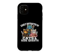 Custodia per iPhone 11 Cats Side Quest Distracted Tabletop Funny Men Women Kids Dad