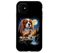 Custodia per iPhone 11 Cavalier King Charles Spaniel Ulula alla Luna Meme Divertente