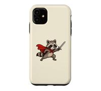 Custodia per iPhone 11 Cavaliere procione carino con spada e mantello Fantasy Adventure